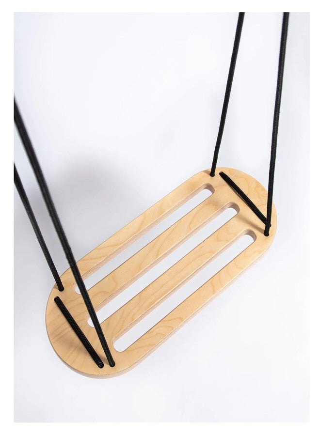 Keebori Wooden Swing with White Rope, Natural Oak Finish, Indoor Outdoor Tree Swing Seat by KEEBORI (3 LINE Swing) - Image 5